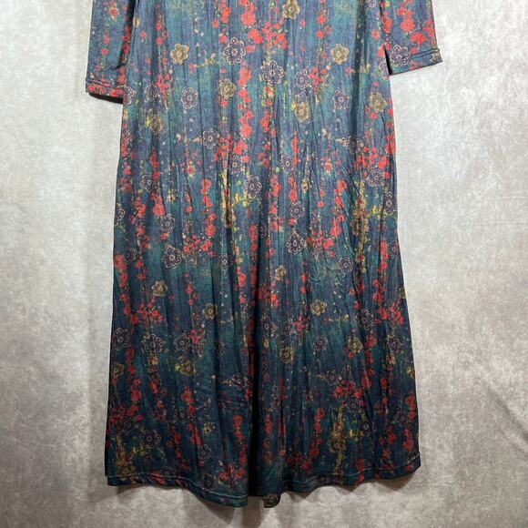 Natural Life‎ Lottie Maxi Dress Women Small Blue Watercolor Floral Midi Boho NEW - Picture 3 of 10